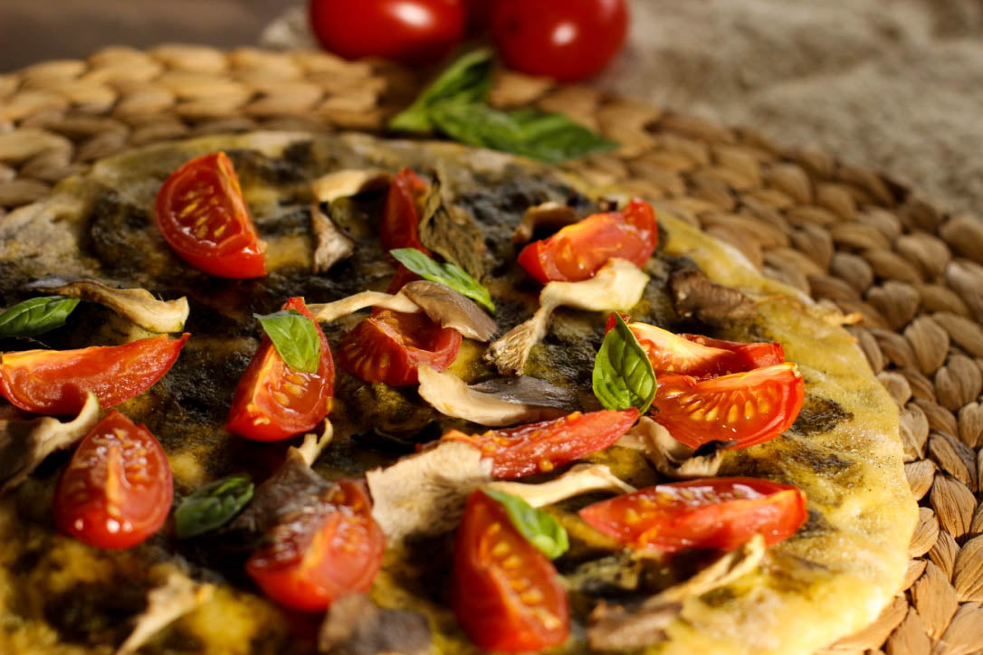 Pizza au pesto de champignon