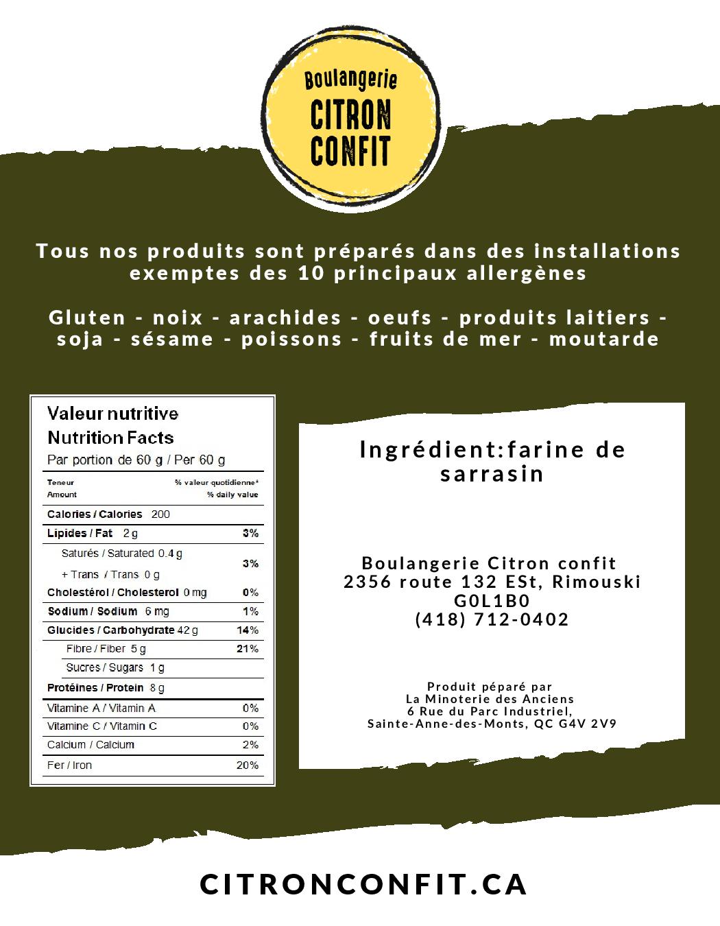 Farine de sarrasin - Boulangerie Citron Confit
